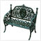 Tabla de cobre y sillas del arrabio del jardín del moho en banco antiguo del arrabio del vintage del estilo